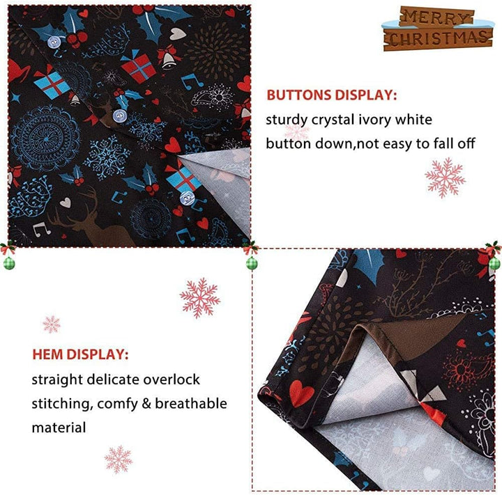 Goodstoworld Weihnachtshemd Herren Weihnachten Muster 3D Bedruckte Langärm Slim Fit Stehkragen Bügel