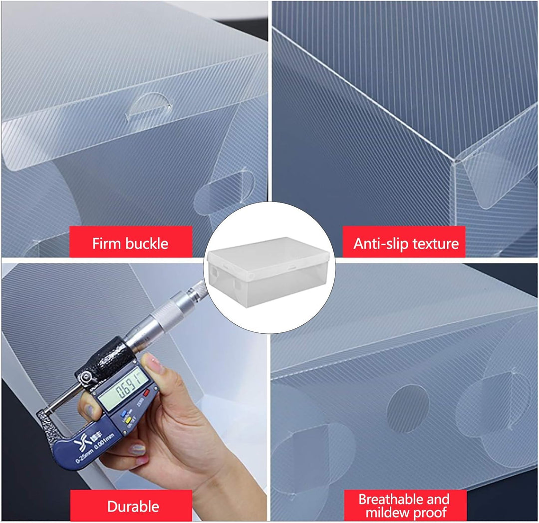 Schuhbox, 20 Schuhboxen Stapelbar Transparent, Faltbares Schuh Boxen 28x18x10cm, Schuhaufbewahrung m