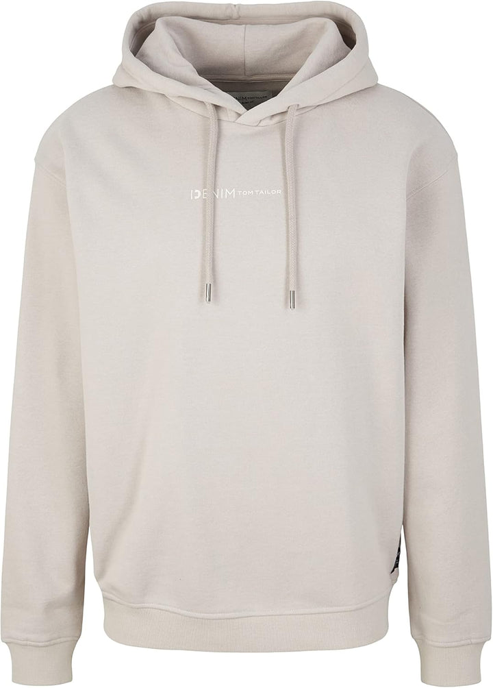 TOM TAILOR Denim Herren Hoodie Sweatshirt mit kleinem Logo-Print S 11754 - Light Dove Grey, S 11754