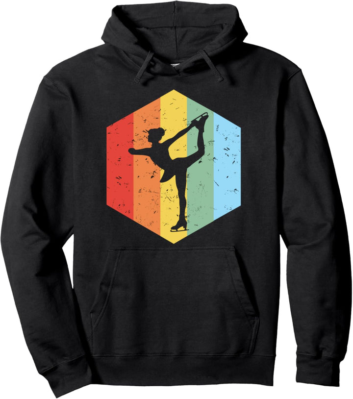 Vintage Retro Hexagon Ice Skating Skaters Gift Pullover Hoodie