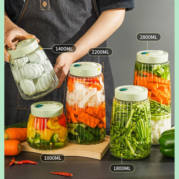 USHOP Fermentierglas, Gärglas mit Entlüftungsventil mit 1-Wege-Entlüftung,2er-Pack 1.4l Kimchi Behäl
