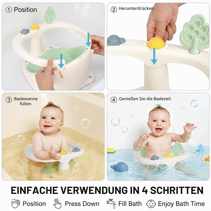 Bebamour Baby Badesitz 6 Monate+ Kind Badewanne Rutschfester Badesessel 3 Green, 3 Green