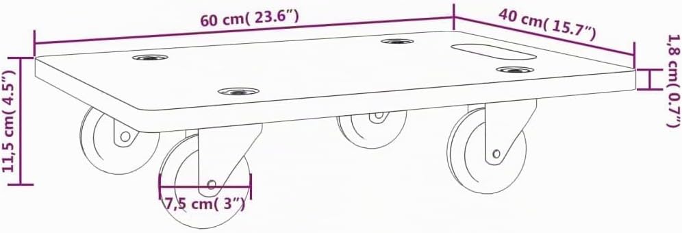 vidaXL Rollbretter 2 STK. Rechteckig 60x40x11,5 cm 60 x 40 x 11.5 cm, 60 x 40 x 11.5 cm