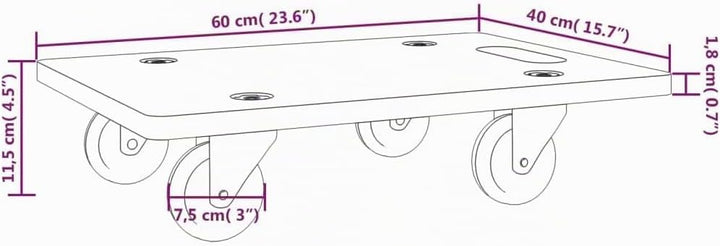 vidaXL Rollbretter 2 STK. Rechteckig 60x40x11,5 cm 60 x 40 x 11.5 cm, 60 x 40 x 11.5 cm