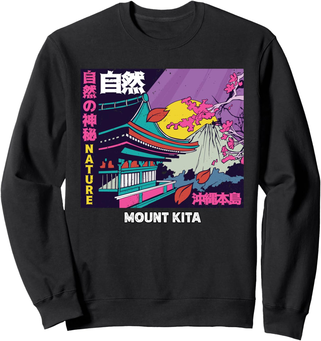 Japanischer Berg Kita Retro Vintage Berg Sakura Natur Sweatshirt