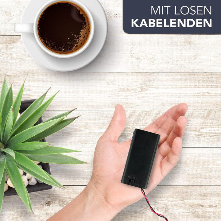 PerfectHD Batteriehalter - AA Batteriefach - 2X AA Mignon - mit EIN- und Ausschalter - 10 Stück in e