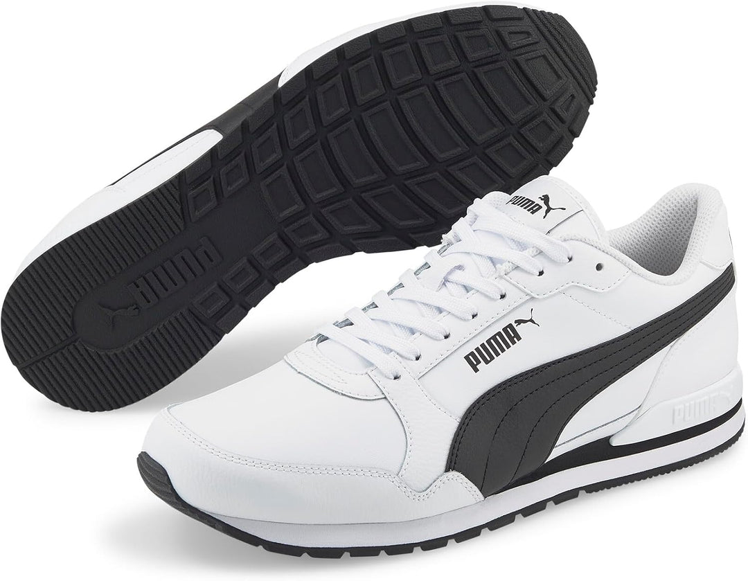 PUMA Unisex St Runner L Low-Top 44.5 EU Puma White Puma Black, 44.5 EU Puma White Puma Black
