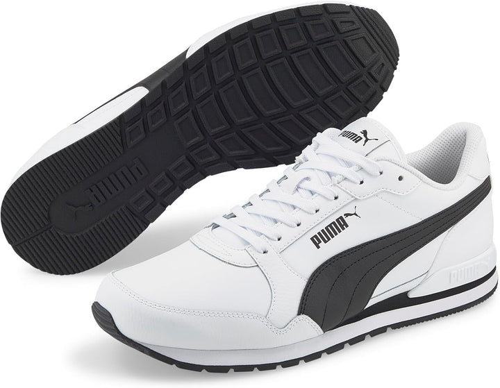 PUMA Unisex St Runner L Low-Top 44.5 EU Puma White Puma Black, 44.5 EU Puma White Puma Black