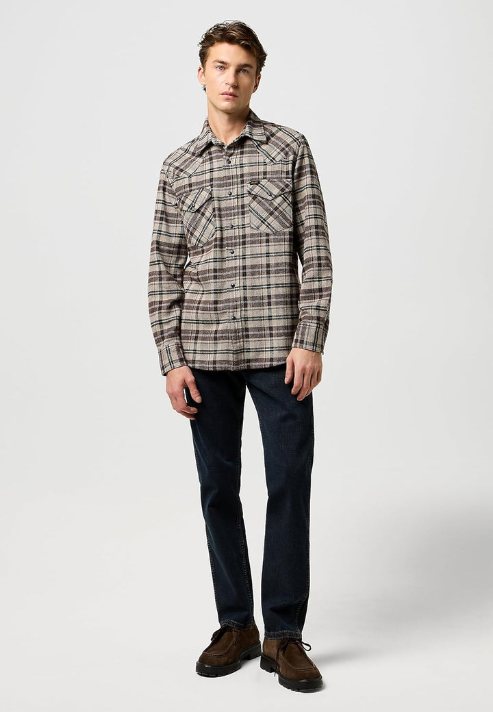 Wrangler Herren Western Shirt M Rich Black, M Rich Black
