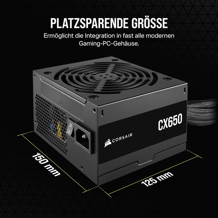 CORSAIR CX650 ATX 650W Netzteil - 80 Plus Bronze Zertifiziert - Geräuscharm - Ummantelte Kabel - Nic