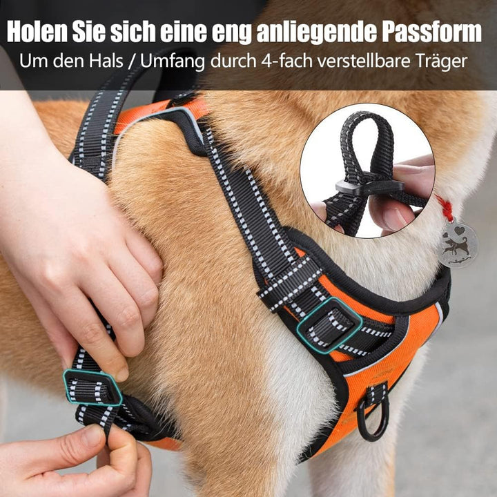PoyPet No Pull Hundegeschirr, reflektierendes Westengeschirr mit 2 Leinenbefestigungen und einfachem