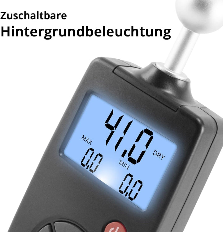 STAHLWERK FM-100 ST Profi Feuchtigkeitsmessgerät mit 40 mm Messtiefe und Kugelkopf, präziser Feuchti