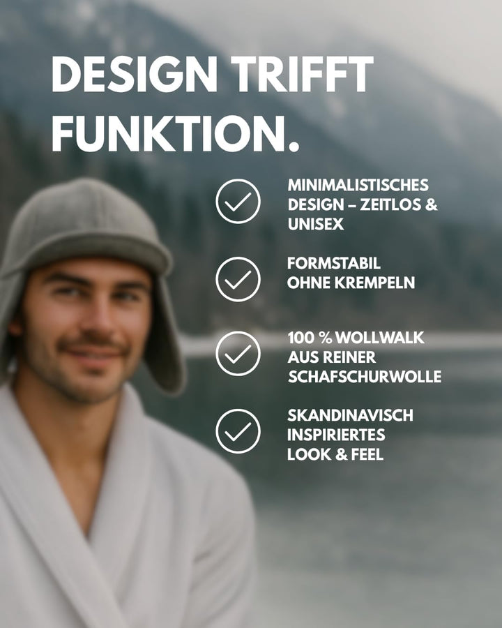 frihed.® Saunahut Pro Steingrau aus doppeltem Wollwalk - 100% Schafschurwolle - High End Sauna Acces