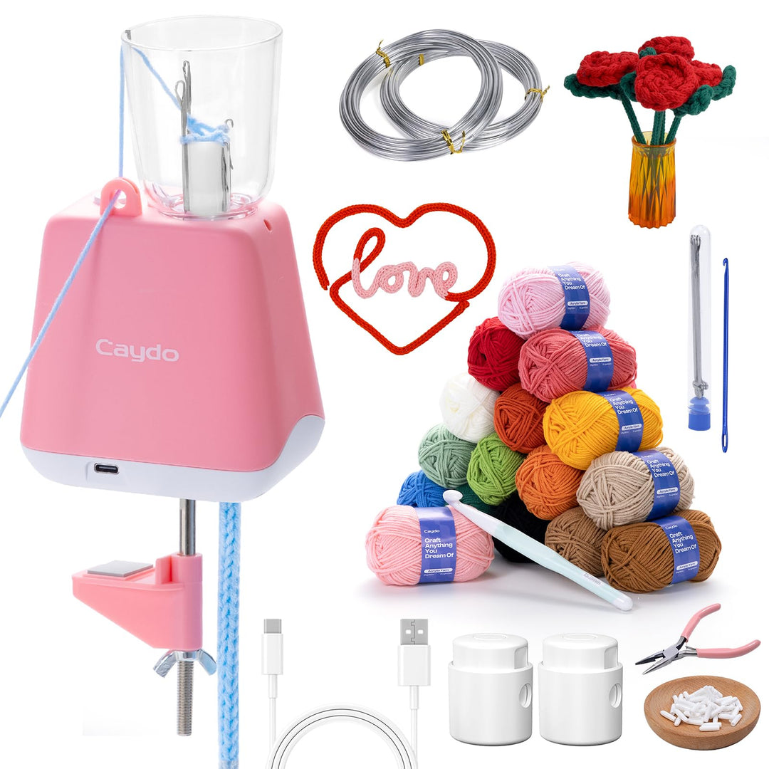 Caydo Strickmühle Kit Häkelset für Anfänger, Elektrisch Strickmaschine Set Automatische Herstellung