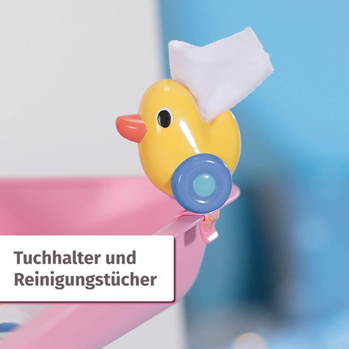 Zapf Creation 829998 BABY born rosa Wickeltisch mit Holz-Optik und abnehmbaren Tuch-Halter Single