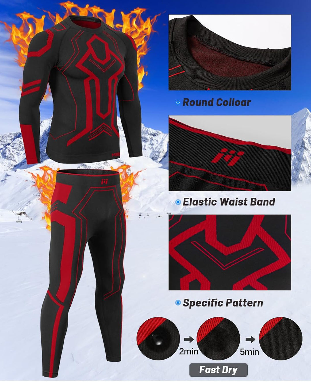 MEETWEE Thermounterwäsche Herren Atmungsaktiv Männer Thermo Funktionswäsche Winter Skiunterwäsche Un