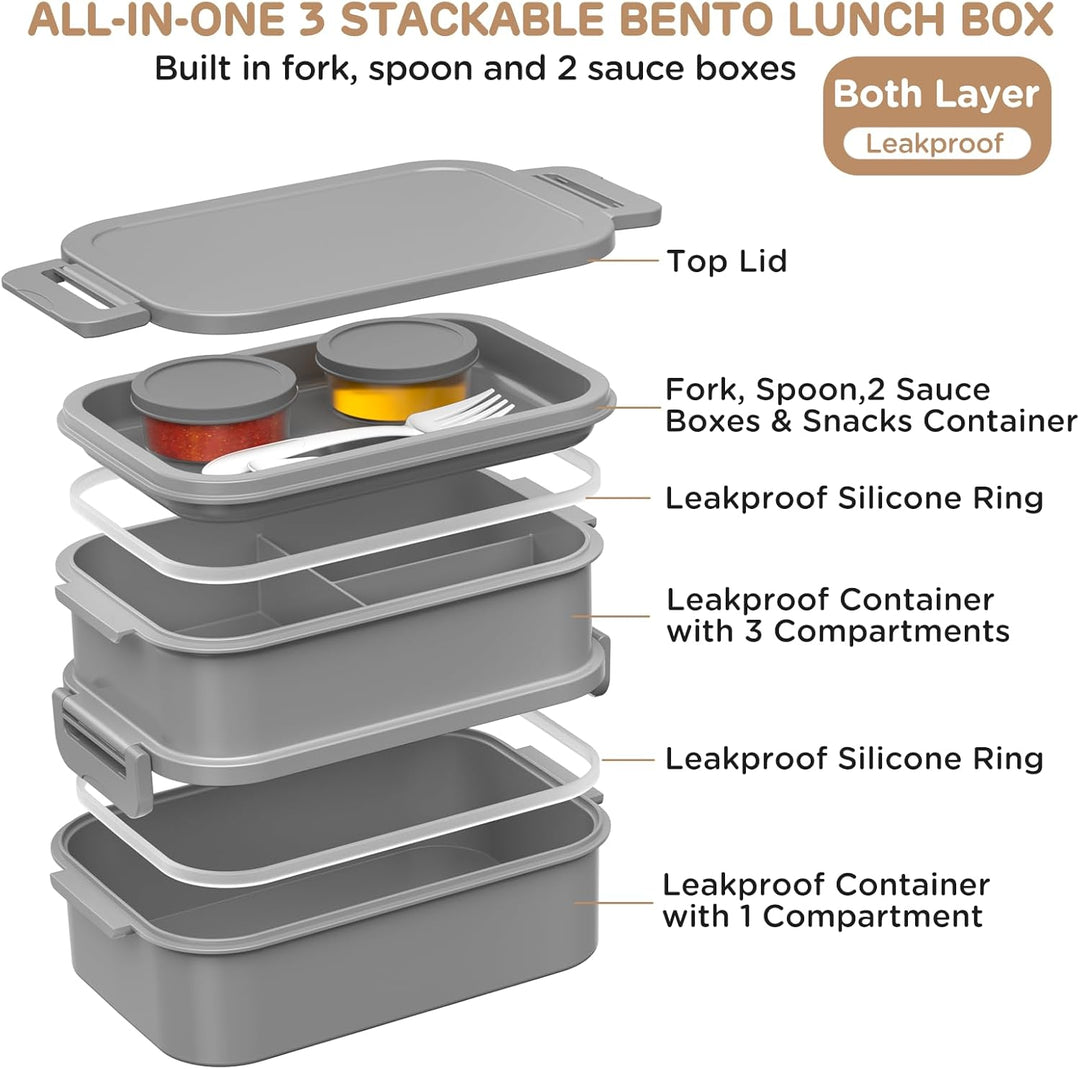WayEee Lunchbox Erwachsene 2130ml Gross Volumen Bento Box Auslaufsicher Brotdose Erwachsene BPA Frei