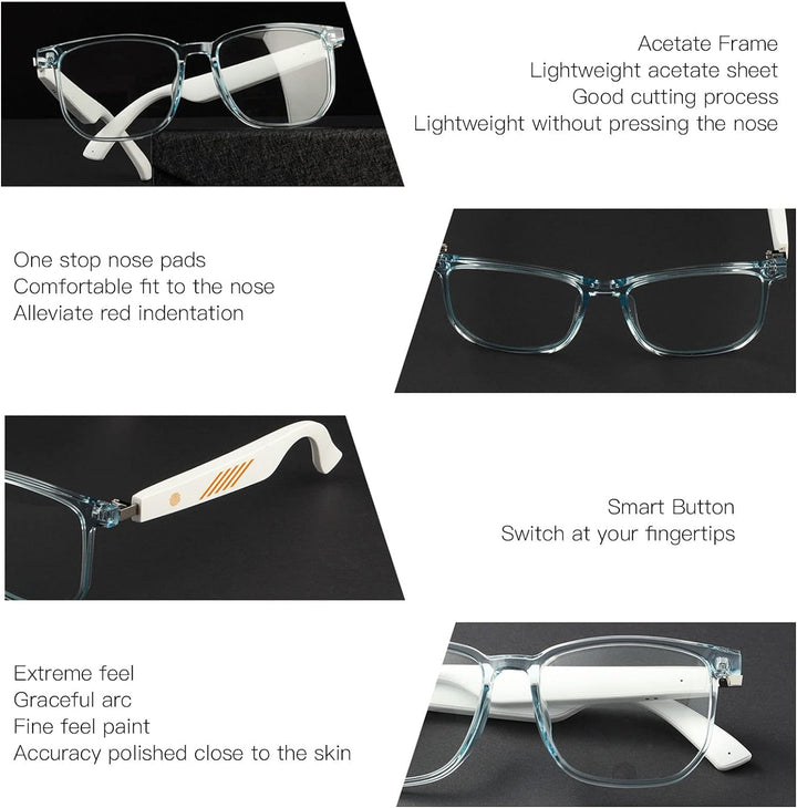 ASHATA Bluetooth-Brille, wasserdichte IP65-Sonnenbrille, Kabellose Musikbrille mit Elektronischer To