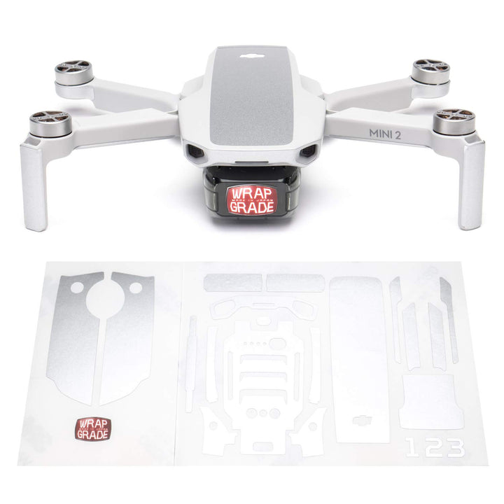 Wrapgrade Skin Sticker Set Kompatibel mit DJI Mini 2 | Akzentfarbe (AIRFORCE SILVER), Airforce Silve