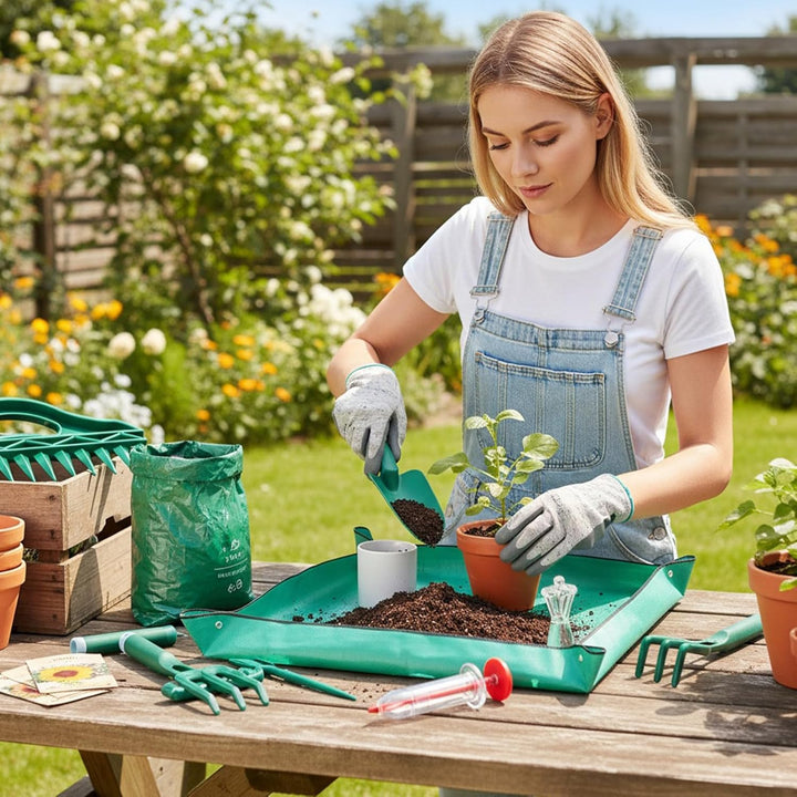 Gartenwerkzeug Set - Manueller Bodenlocher | Pflanzen Umtopfmatte,Für Tomaten Paprika Rasen Innen Au