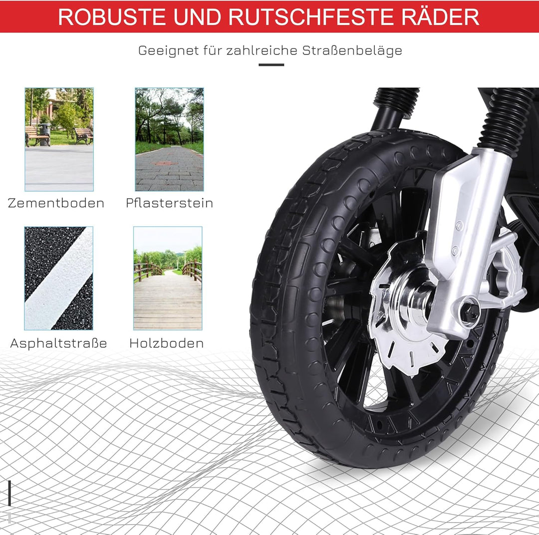 HOMCOM Kindermotorrad Kinder-Elektromotorrad Elektro-Motorrad für Kinder 3-6 Jahren Licht Musik MP3