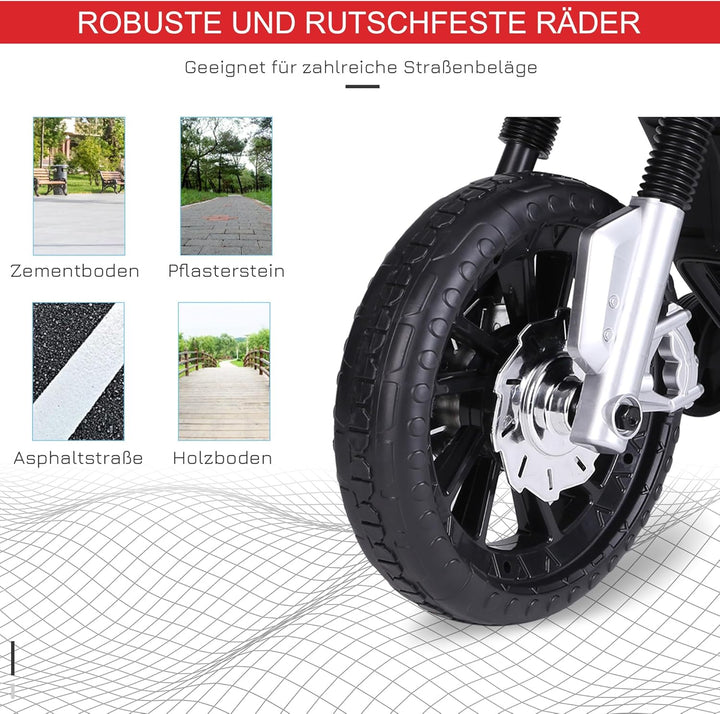 HOMCOM Kindermotorrad Kinder-Elektromotorrad Elektro-Motorrad für Kinder 3-6 Jahren Licht Musik MP3