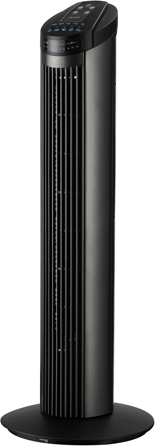Be Cool Turmventilator 74,5cm mit Fernbedienung BC29TFRC – 74,5 cm, 50 Watt, 3 Windmodi, 7,5 Std. Ti