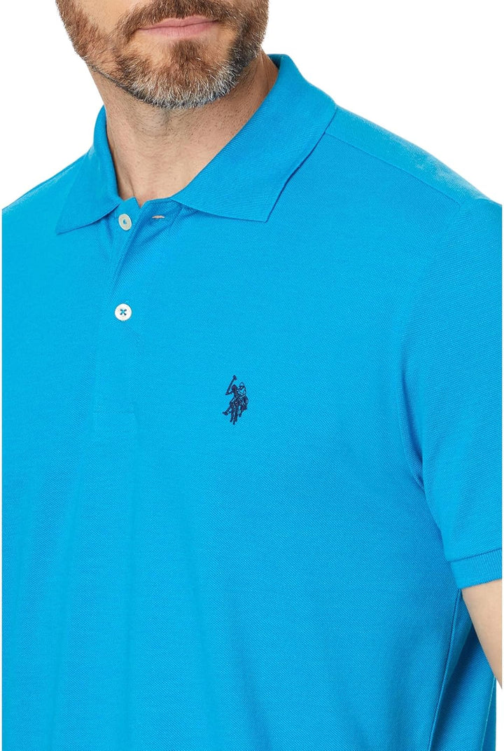 U.S. Polo Assn. Solid Interlock Kurzes Poloshirt für Herren S Türkis Heather, S Türkis Heather