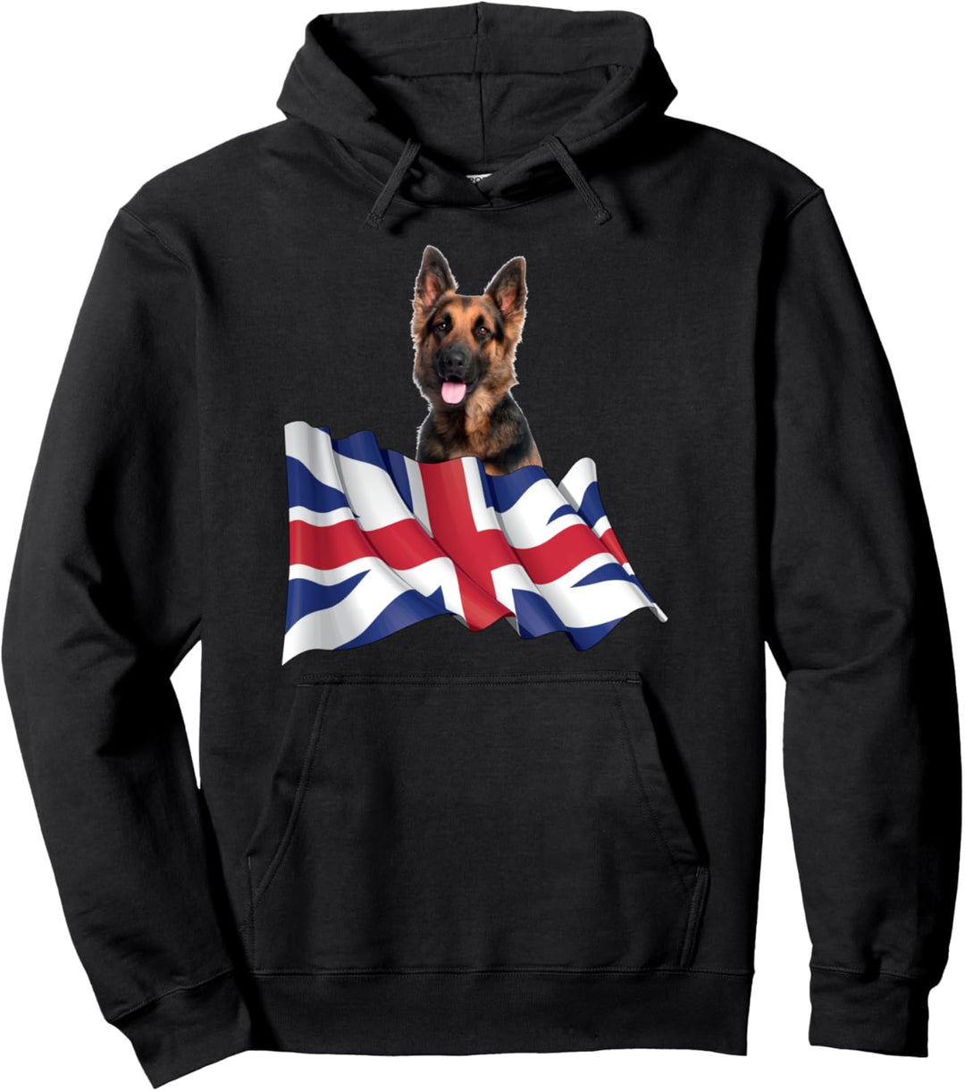 Union Jack Flag Dog German Shepherd Pullover Hoodie