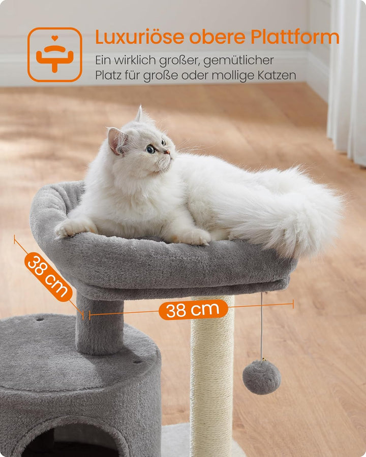 Feandrea Kratzbaum klein, Katzenbaum mit Sisalstamm, Katzenkratzbaum mit gepolsterter Plattforme, fü