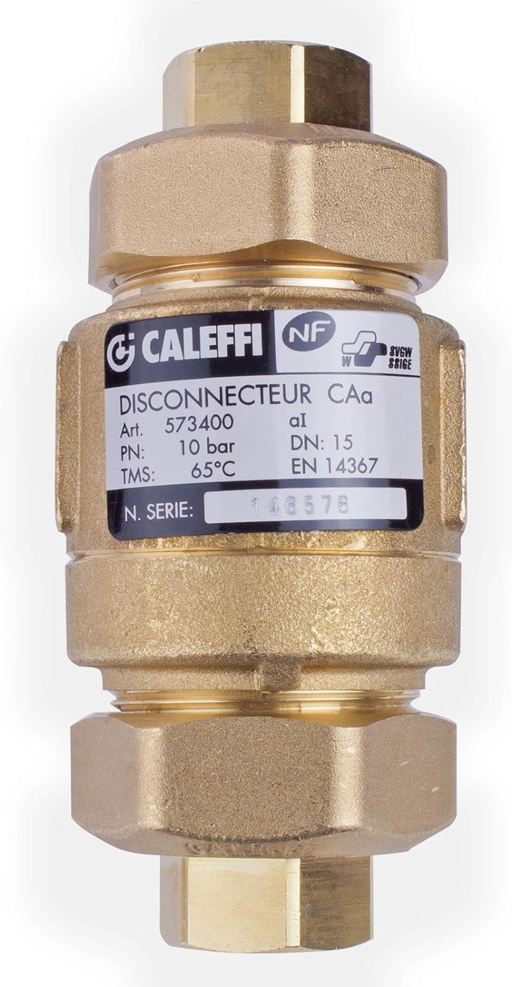Caleffi 573400 Systemtrenner Typ CA 1/2 Zoll Rohrtrenner Sicherheitsventil Heizungsventil Druckbegre