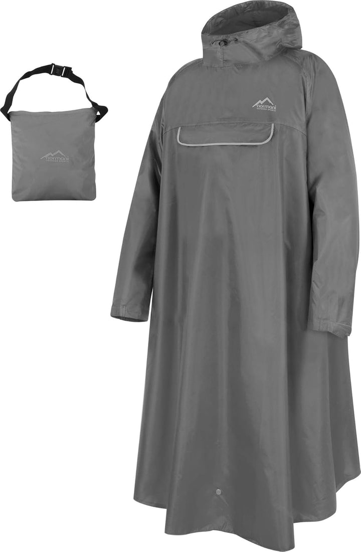 normani Unisex Regenponcho EXTRA Lang mit Ärmeln und Brusttasche für Damen und Herren - Brusttasche