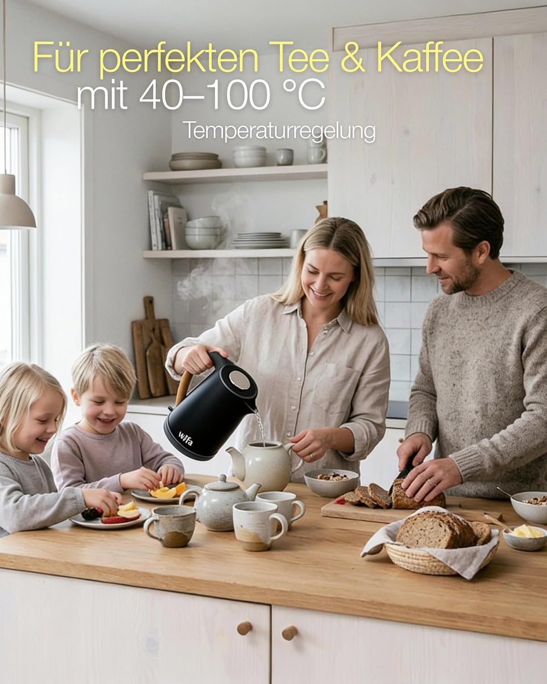 Wilfa SVART FORMAT Wasserkocher - mit einem Fassungsvermögen von 1,25 Liter, 2200 Watt, aussenliegen