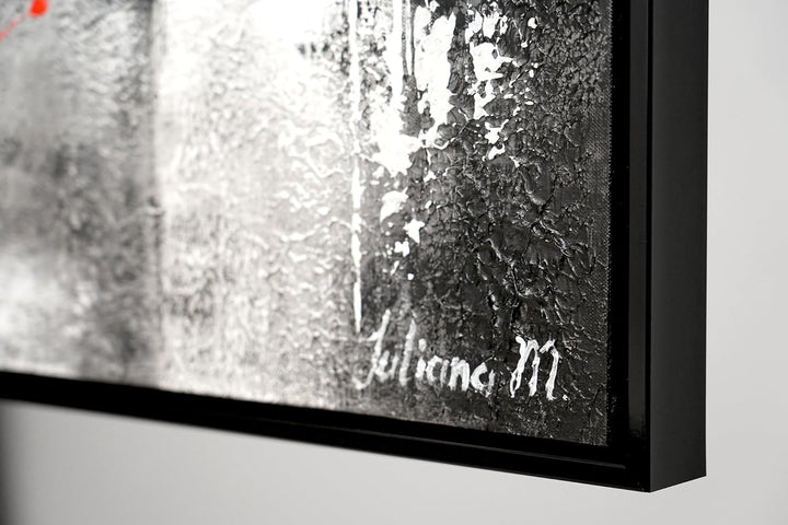 YS-Art XXL Abstrakt Acryl Gemälde auf Leinwand Courage handgemalt Wandbilder schwarz weiss grau rot