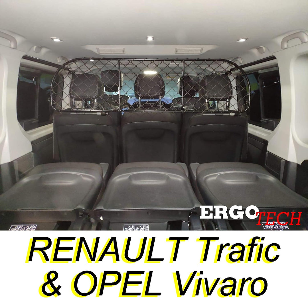 ERGOTECH Trennnetz Trenngitter kompatibel mit Renault Trafic &amp; Opel Vivaro, RDA100-XL16, für Hunde u