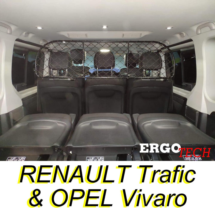 ERGOTECH Trennnetz Trenngitter kompatibel mit Renault Trafic &amp; Opel Vivaro, RDA100-XL16, für Hunde u