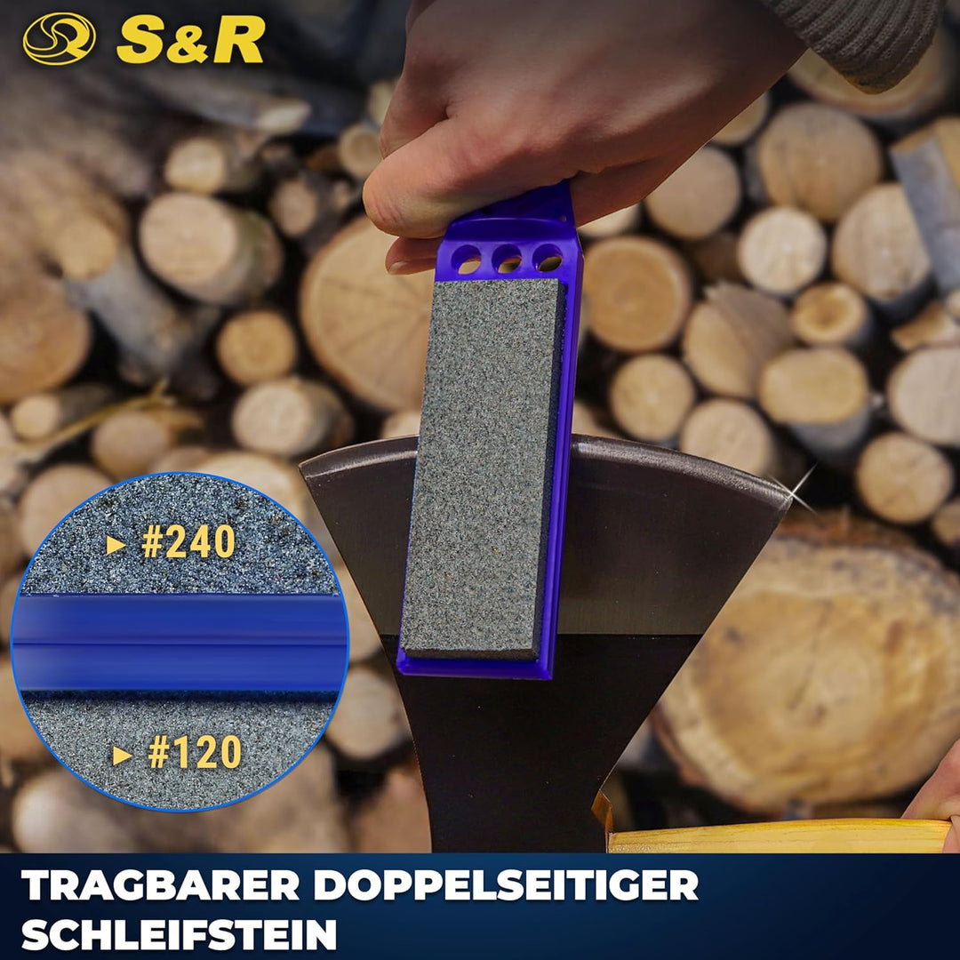 S&amp;R Praktisches Schleifstein-Set 4-tlg, Doppelseitiger Schruppstein, Abziehstein Körnung 1000/6000,