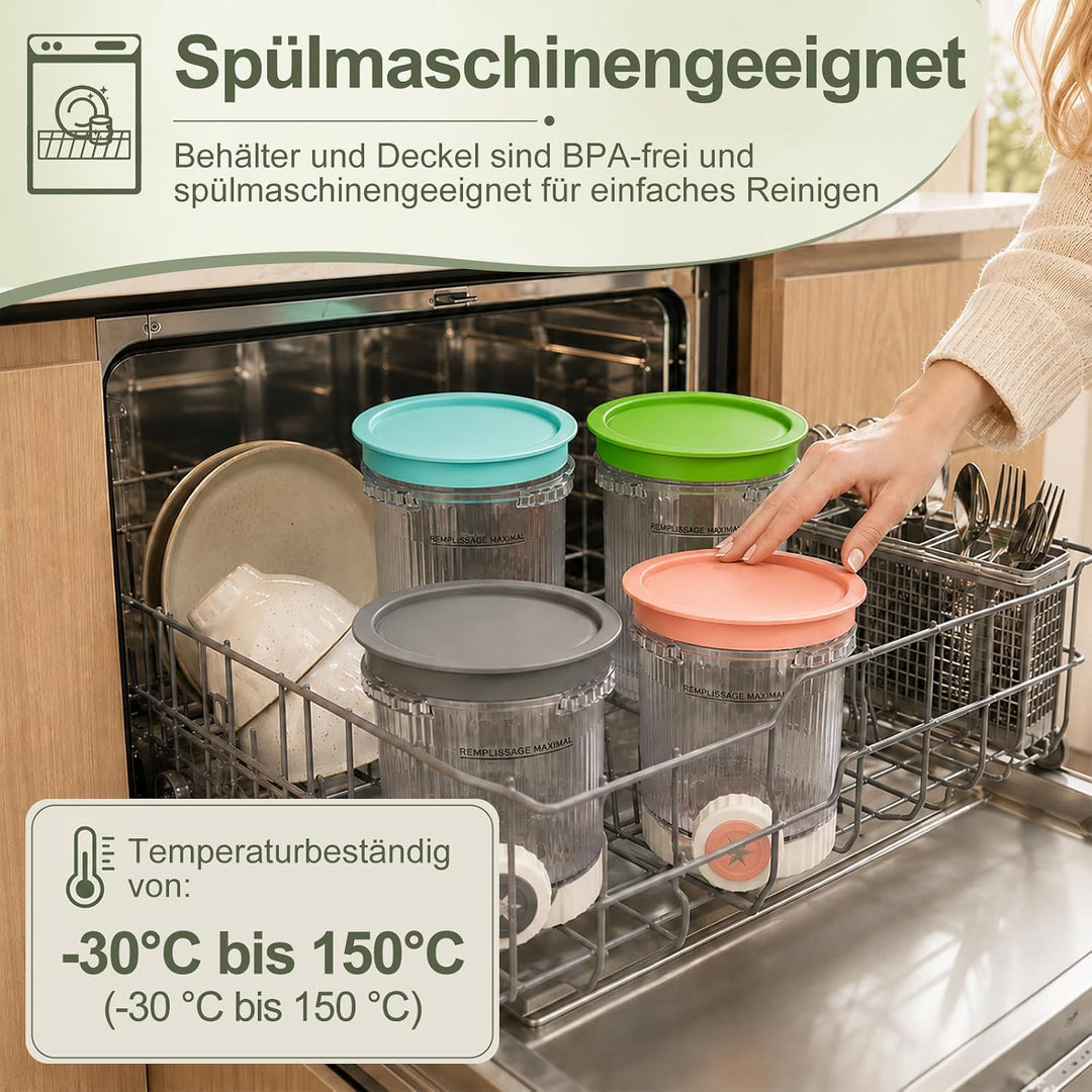 Eisbehälter 4 Stück für Ninja Creami Swirl by CREAMi NC700 NC701 NC701EU NC701UK, 480 ml Behälter mi