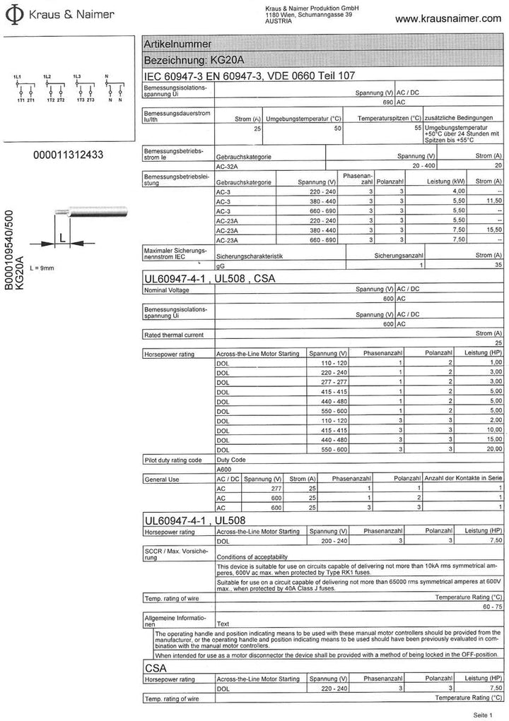 Kraus&amp;Naimer KG20A T904 VE2 +F437 Umschalter 4-polig 25A mit Stellung Netz 0 Notstrom Schnappbefesti