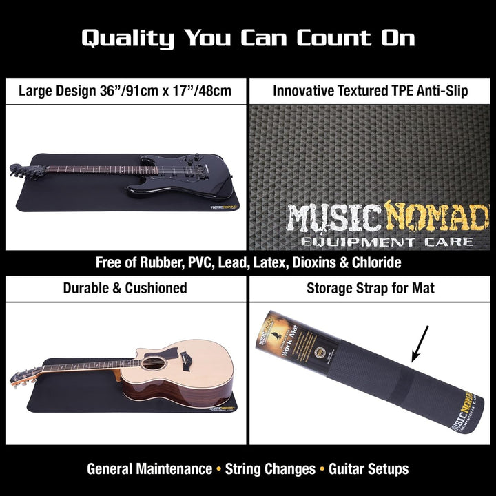 MusicNomad MN208 Premium Instrument Work Mat, 17" x 36" Einzelbett, Einzelbett