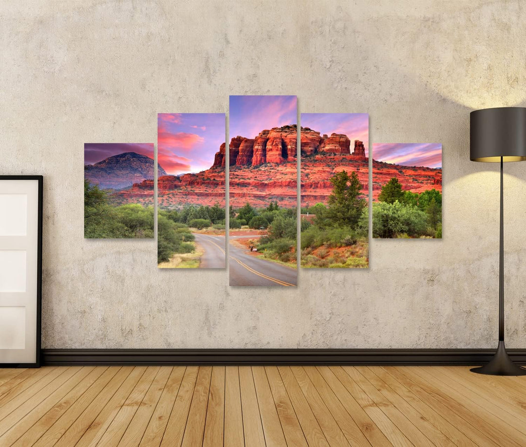 islandburner Bild auf Leinwand Sedona Arizona Dämmerung Landschaft Mit Bäumen Bilder Wandbilder Post