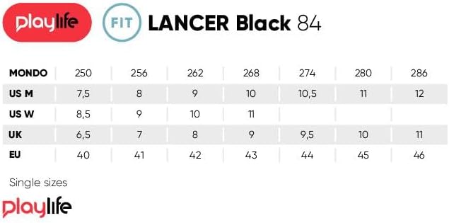 Playlife Inline Skates Lancer Black 84, Schwarz, Unisex für Herren und Damen 84mm/82A Rollen, ABEC 7