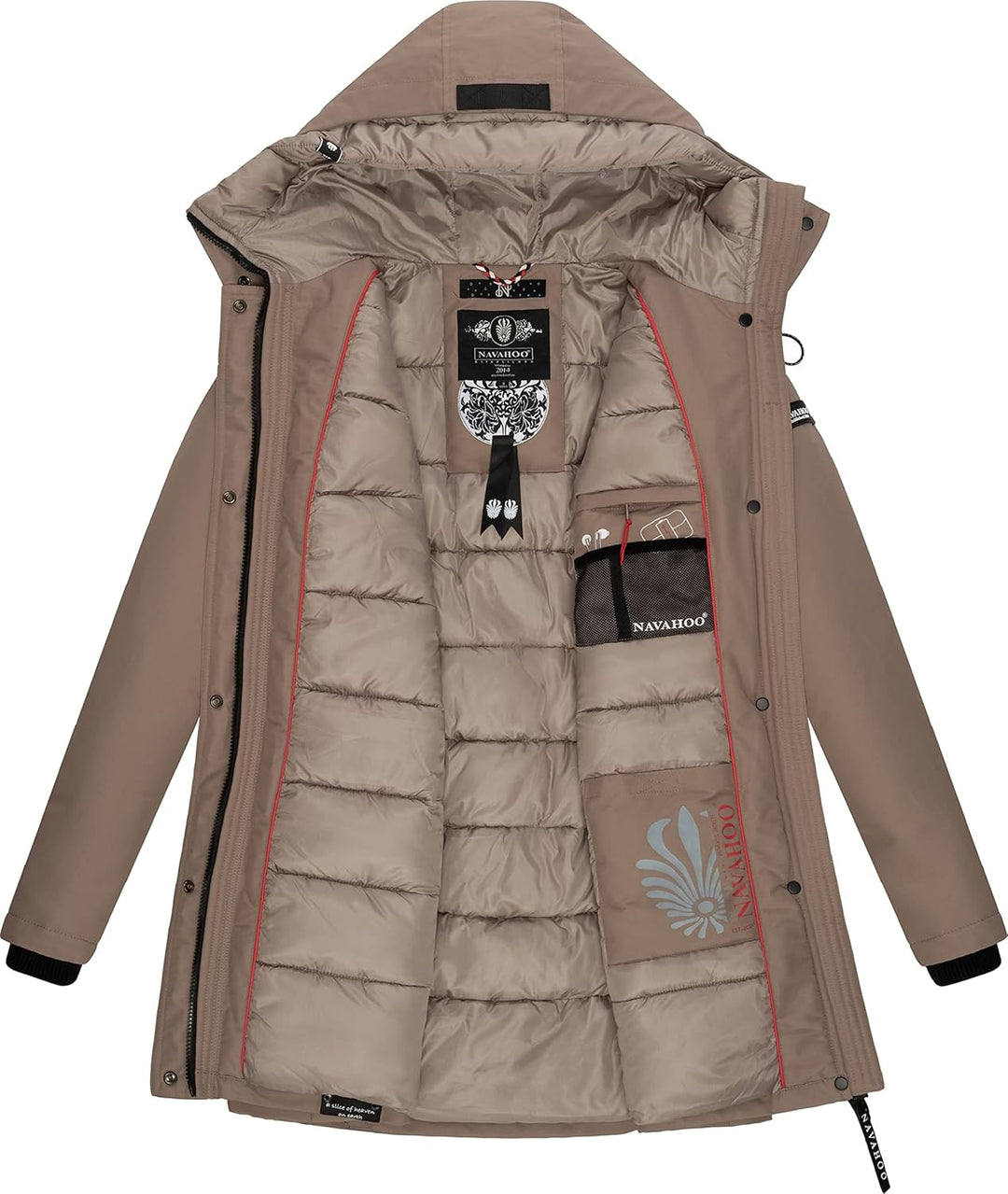 Navahoo Damen Warmer Winter Kurzmantel Blizzardstorm XS-3XL XS Taupe Grey, XS Taupe Grey