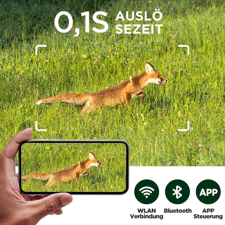 VOOPEAK Duales Objektiv Solar Wildkamera WLAN 4K 30FPS 60MP, Wildtierkamera mit Sternenlicht Nachtsi