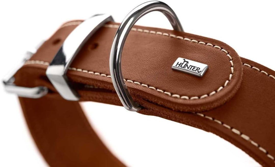 HUNTER AALBORG SPECIAL Hundehalsband, Leder, strapazierfähig, komfortabel, 55 (M), cognac cognac 55