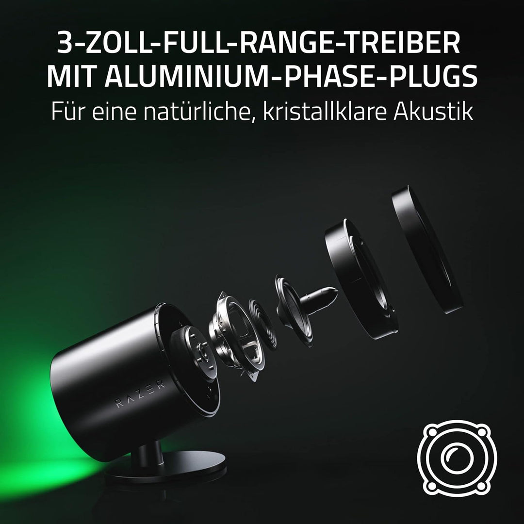Razer Nommo V2 - Full-Range-2.1-Gaming-Lautsprecher für PC mit kabelgebundenem Subwoofer (3-Zoll-Ful