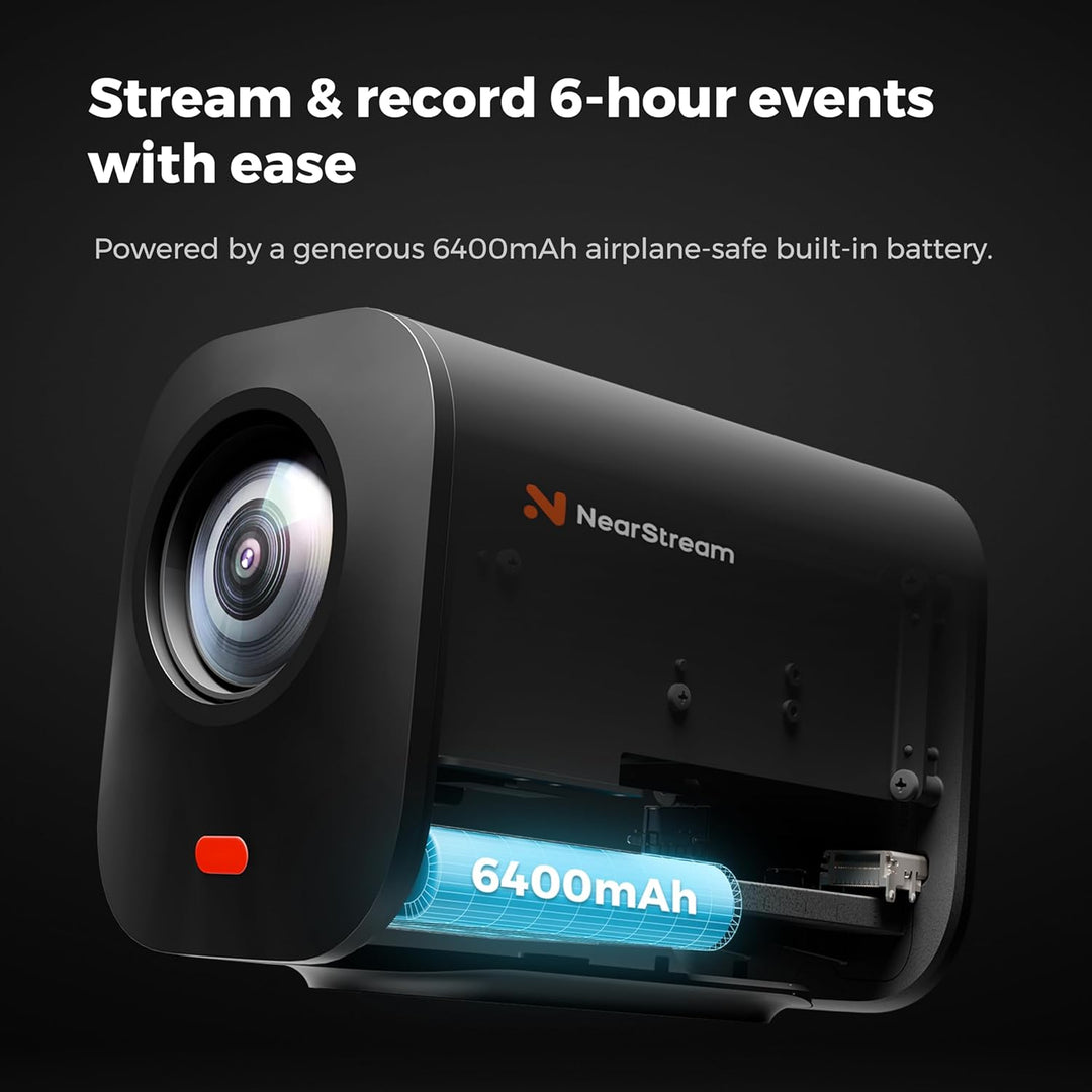 NearStream Wireless Streaming Kamera VM33, 2K StreamCam mit 40X Hybrid Zoom, 8-Mikrofone zur Rauschu