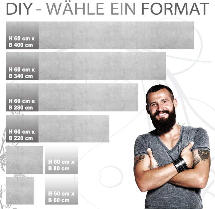 StickerProfis Küchenrückwand selbstklebend Pro Beton 60 x 400cm DIY - Do It Yourself PVC Spritzschut