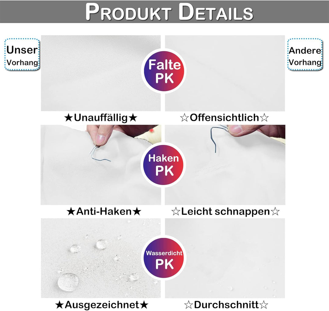 Rosnek 2 Stück Outdoor Vorhang Wetterfest Unten Gewichtet, Outdoorvorhänge mit Ösen 243x132cm Outdoo