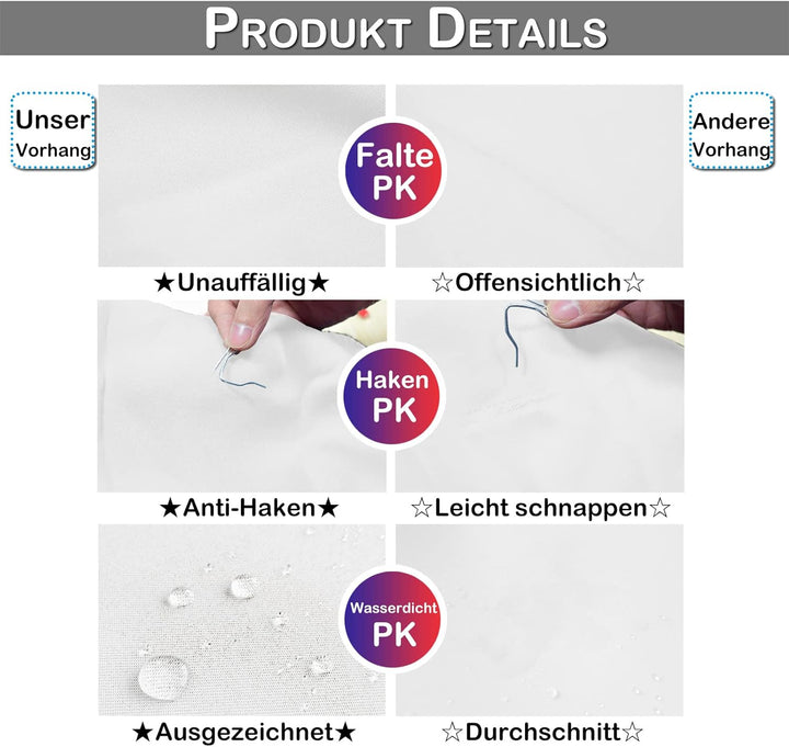 Rosnek 2 Stück Outdoor Vorhang Wetterfest Unten Gewichtet, Outdoorvorhänge mit Ösen 243x132cm Outdoo